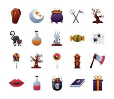 bundle of twenty halloween set icons vector