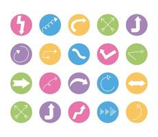 bundle of twenty arrows set collection icons vector