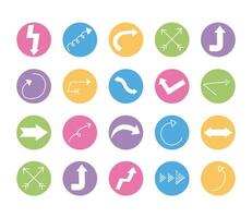 bundle of twenty arrows set collection icons vector