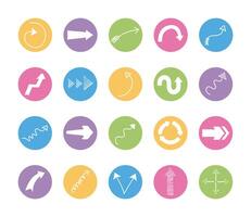 bundle of twenty arrows set icons vector