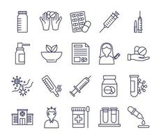 bundle of twenty medical set icons vector