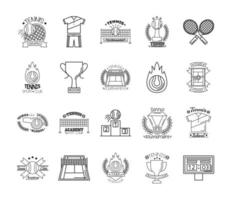 bundle of twenty sport tennis set icons vector