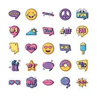 bundle of twenty five slang set collection icons vector