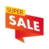 super sale in ribbon vector design