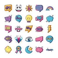 bundle of twenty five slang set icons vector