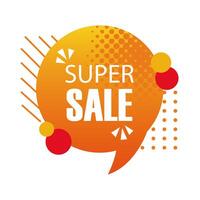 super sale in orange bubble vector design