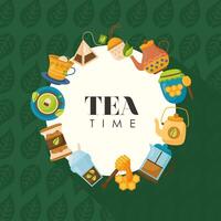 tea time icon set vector design