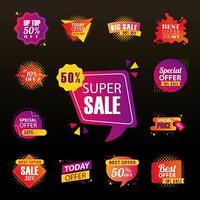 offer sale labels and banners symbol collection vector design