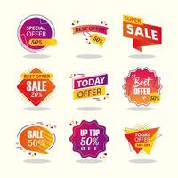 offer sale labels and banners icon set vector design