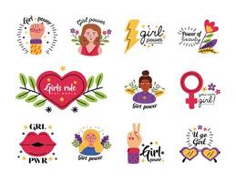 Girl power symbol set vector design