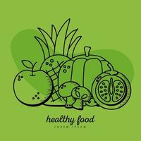Healthy food hand draw and line style icon set vector design