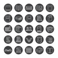 books in circles line style icon set vector design
