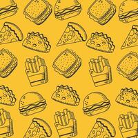 Food hand draw and line style icon set background vector design