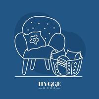 Hygge mood chair with basket vector design