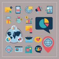 Digital marketing flat style symbol collection vector design