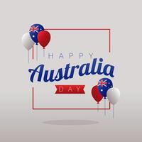 happy australia day lettering in frame square and balloons helium decoration vector