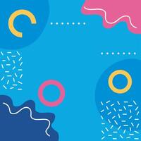 memphis background blue color and geometric shapes vector