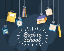 back to school poster with school supplies hanging vector