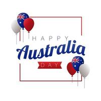 happy australia day lettering in square frame with balloons helium decoration vector