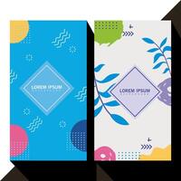 two backgrounds memphis style with geometric shapes vector