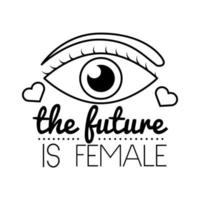 the future is female feminism lettering line style icon vector