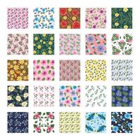 bundle of twenty five Flowers patterns backgrounds vector