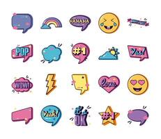 bundle of twenty slang set icons vector