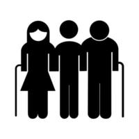 grandparents couple with son avatars silhouette style icon vector