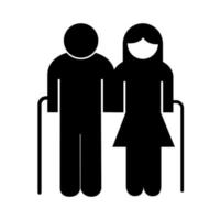 grandparents couple avatars silhouette style icon vector