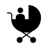 baby in cart silhouette style icon vector
