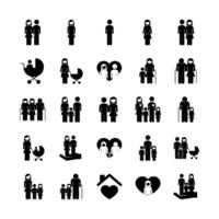 bundle of twenty five family parents set collection icons vector