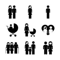 bundle of nine family parents set icons vector