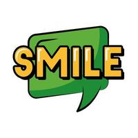 speech bubble with smile word pop art flat style vector