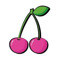 fresh cherries fruits pop art flat style vector