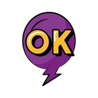 speech bubble with ok word pop art flat style vector