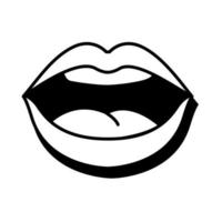 icono de estilo de línea de arte pop de boca de mujer sexi vector