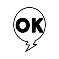 speech bubble with ok word pop art line style vector