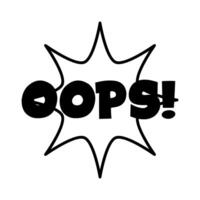 speech bubble with expresion oops word pop art line style vector