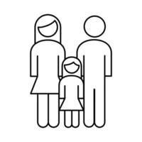 family parents couple with daughter figures line style icon vector