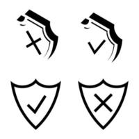 escudo seguridad armadura placa marca de verificación iconos vector