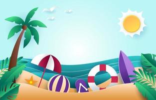 Summer Beach Paper Background vector