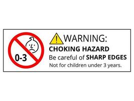 Not suitable for children under 3 years choking hazard forbidden sign sticker isolated on white background vector illustration Small parts warning prohibited sign