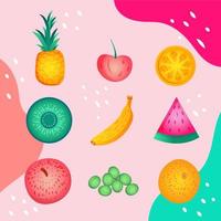 plantilla de conjunto de iconos de frutas de verano vector