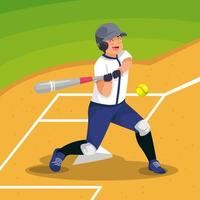 Man Playing Softball vector