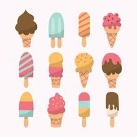 conjunto de icono de helado vector