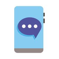 smartphone device with speech bubble flat style icon vector