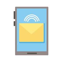 smartphone device with envelope email flat style icon vector