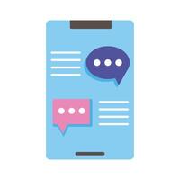 smartphone device with speech bubbles flat style icon vector