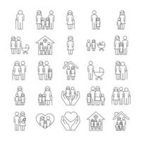 bundle of twenty five family parents set icons vector