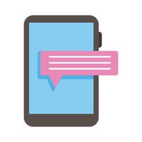 smartphone device electronic with speech bubble flat style vector
